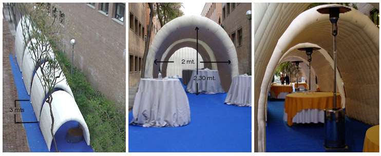 Detalle de estructura portátil con luces UV